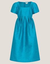 Sandra Puff Sleeve Midi Dress, Teal (TEAL), large