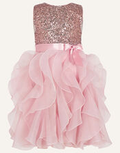 Cancan Sequin Ruffle Dress, Pink (PINK), large
