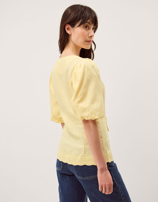 Willow Puff Sleeve Tie Front Top, Yellow (YELLOW), large