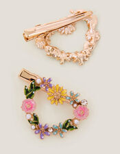 2-Pack Floral Heart Hair Clips, , large
