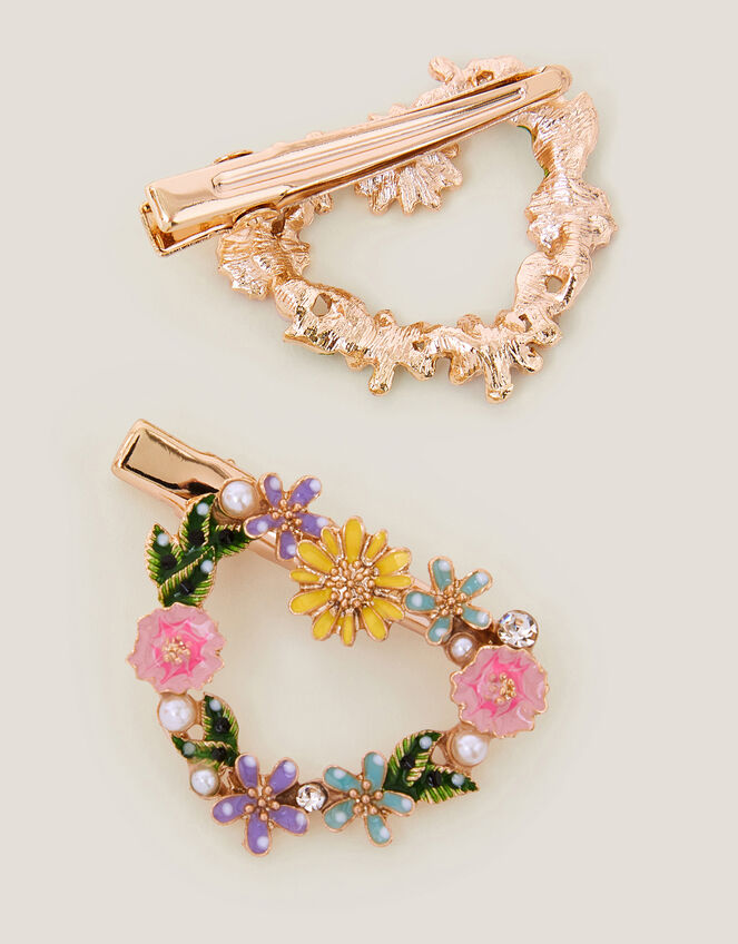 2-Pack Floral Heart Hair Clips, , large