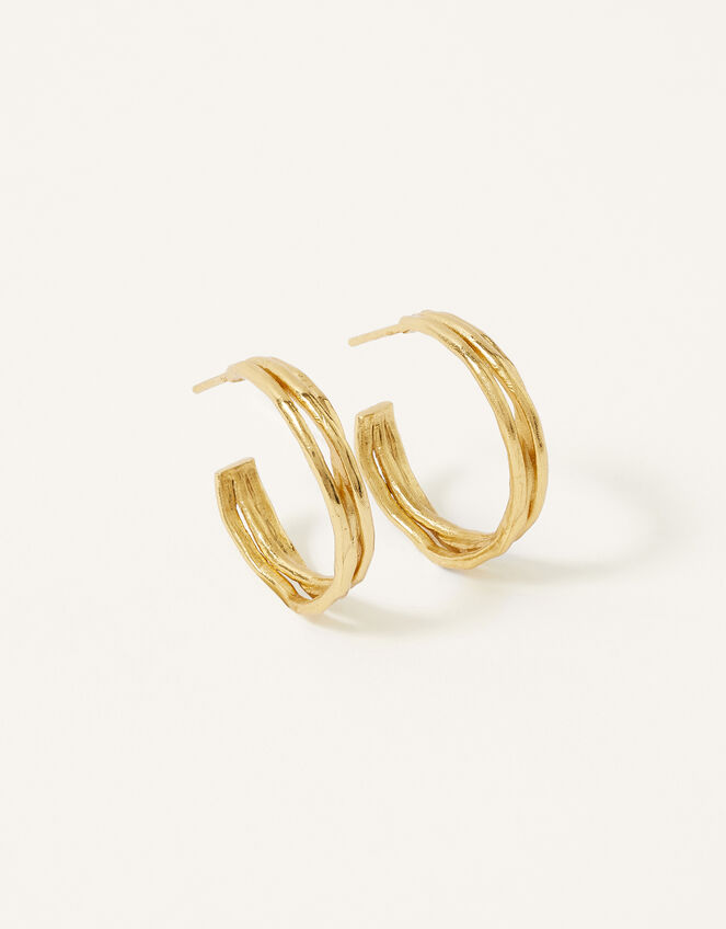 Orelia Recycled Textured Entwine Hoops, , large