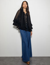 Anais Ruffle Blouse, Black (BLACK), large