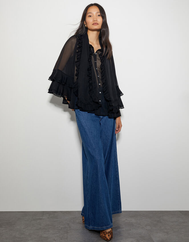 Anais Ruffle Blouse, Black (BLACK), large