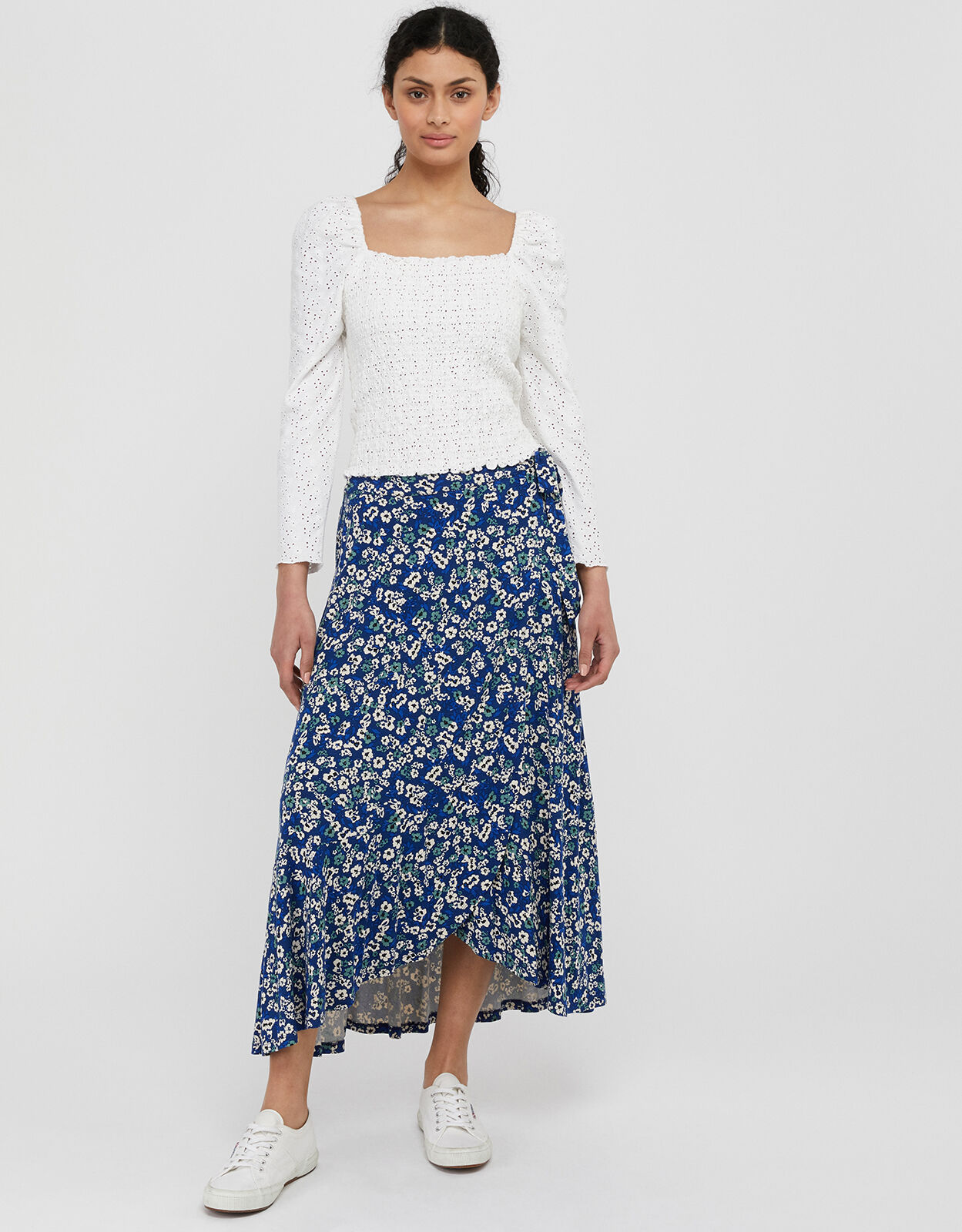 Darella Ditsy Floral Maxi Skirt Blue