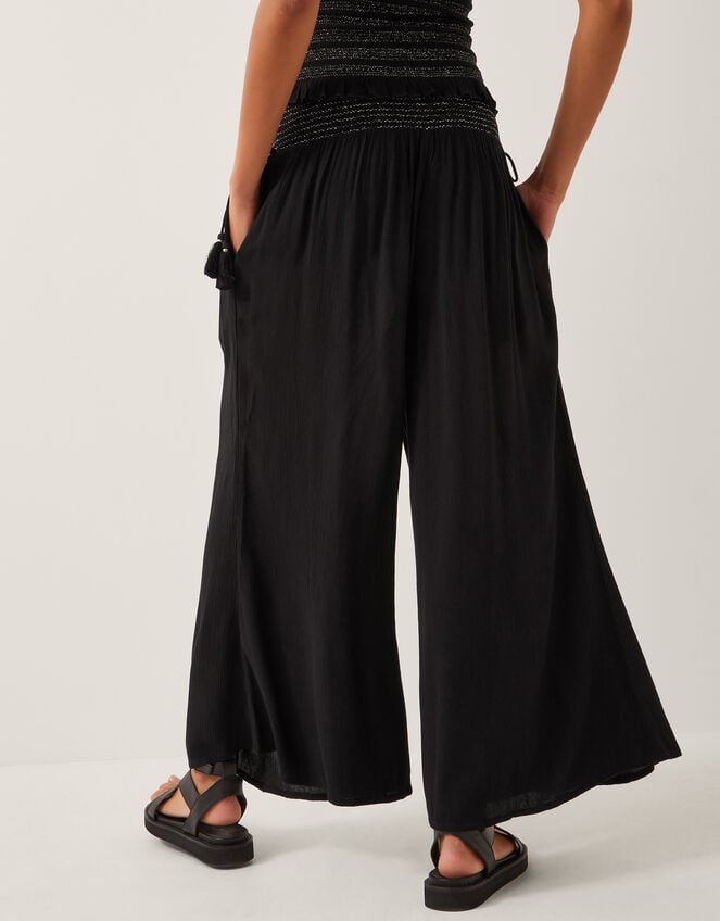 Heidi Shirred Wide Leg Pants, Black (BLACK), large