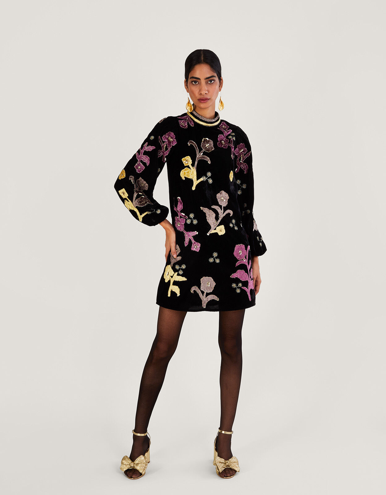 Monsoon black velvet dress clearance