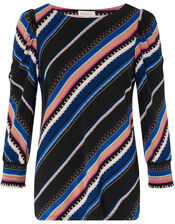 Stripe Print Jersey Top, Black (BLACK), large