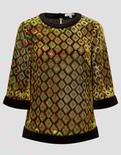 Jade Devor&eacute; Velvet Top, Brown (CHOCOLATE), large