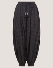 Nora Textured Cotton Balloon Pants, Black (BLACK), large