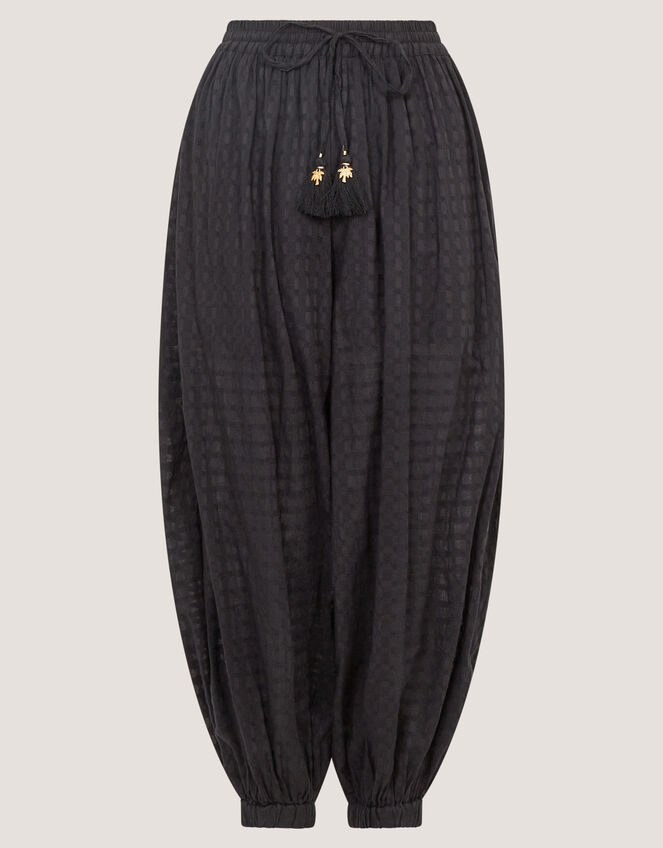 Nora Textured Cotton Balloon Pants, Black (BLACK), large
