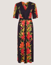 Moana Floral Print Jersey Midi Dress, Blue (NAVY), large