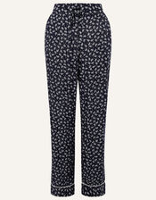 Paisley and Pinstripe Pyjama Bottoms, Blue (NAVY), large
