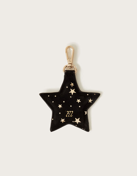 Star Print Leather Keyring, , large