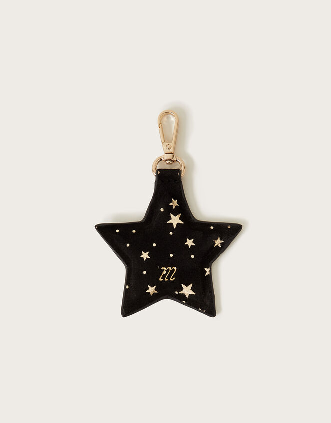 Star Print Leather Keyring, , large