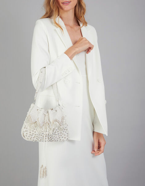 Pearly Embellished Pouch Bag, , large