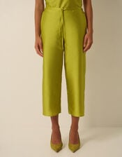 Tansy Cropped Straight Leg Taffeta Trousers, Green (LIME), large