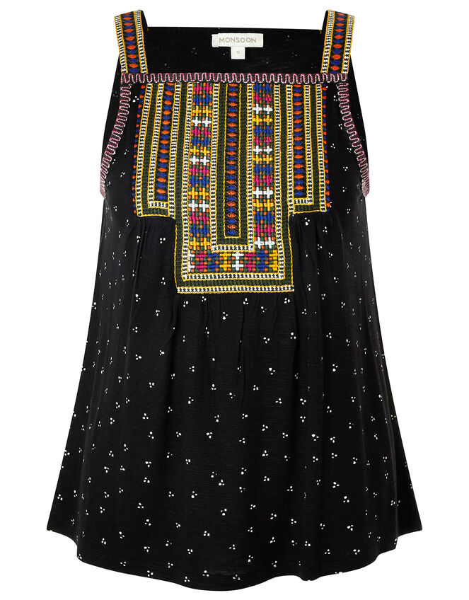 Malakai Embroidered Jersey Cami Top, Black (BLACK), large