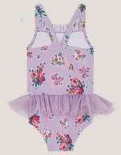 Baby Floral Tutu Swimsuit, Purple (LILAC), large
