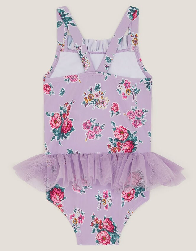 Baby Floral Tutu Swimsuit, Purple (LILAC), large