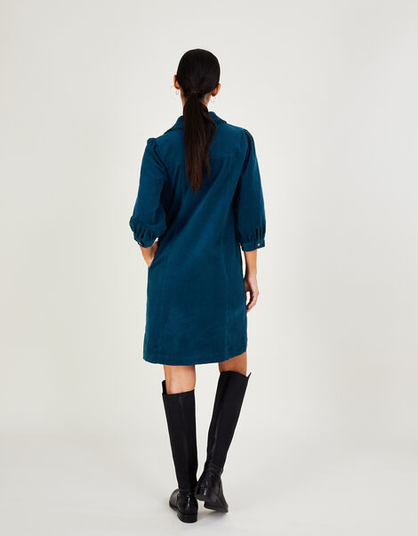 Eliza Plain Cord Dress Blue, Blue (PETROL), large
