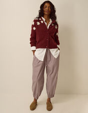 Erin Floral Embroidered Cardigan, Red (BURGUNDY), large