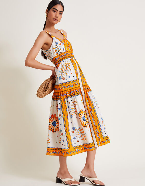 Anya Border Print Dress, Yellow (YELLOW), large