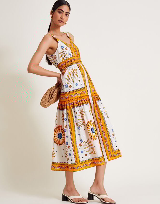 Anya Border Print Dress, Yellow (YELLOW), large