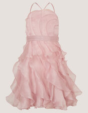 Glitter Ruffle Party Dress, Pink (PINK), large