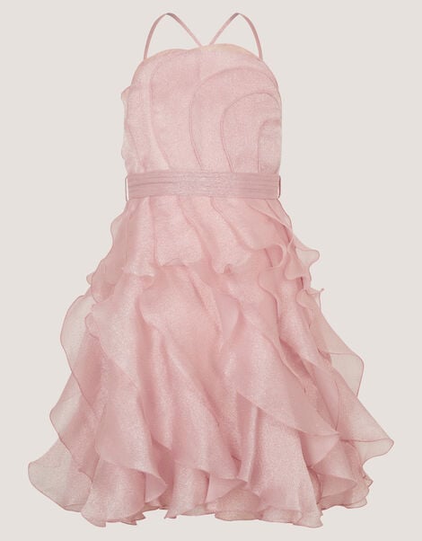 Glitter Ruffle Party Dress, Pink (PINK), large