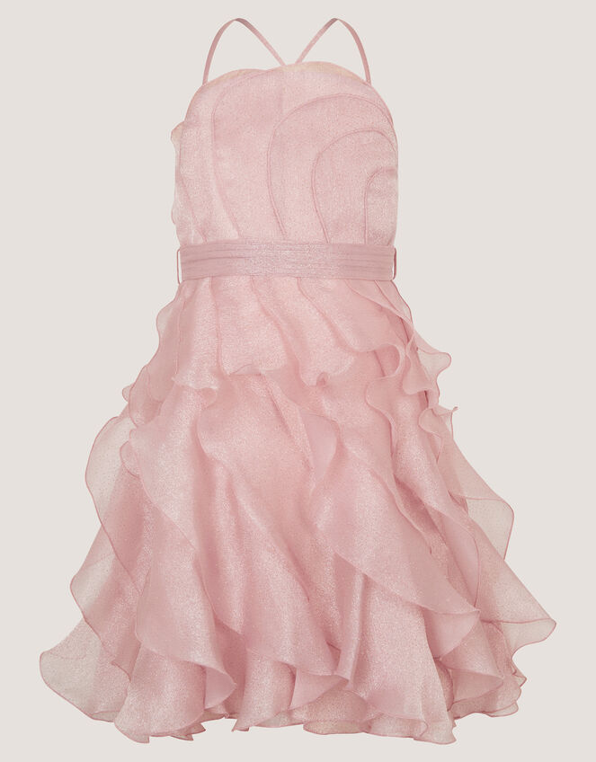 Glitter Ruffle Party Dress, Pink (PINK), large