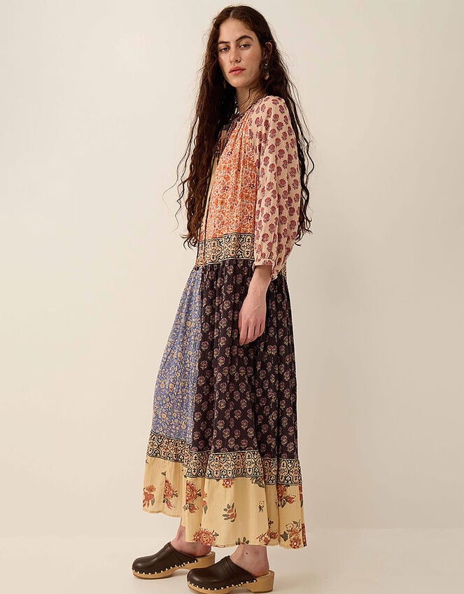 East Loran Patch Print Crinkle Cotton Dress, Multi (MULTI), large