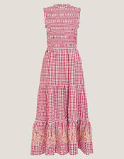 Greta Gingham Maxi Dress, Red (RED), large