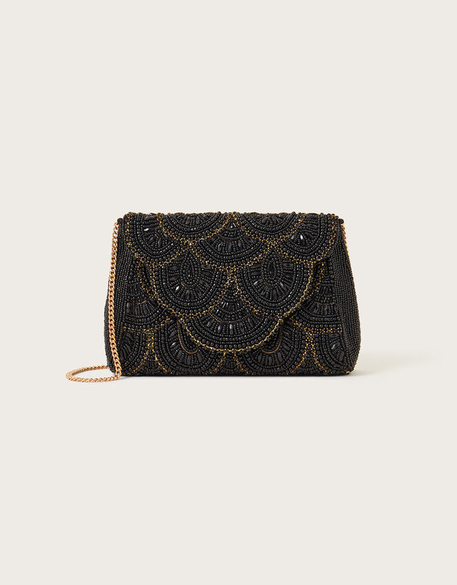 Beaded Scallop Clutch Bag, , large