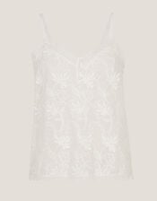 Rosie Embroidered Cami Top, White (WHITE), large