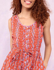 East Skye Pintuck Midi Dress in Organic Cotton, Red (RED), large