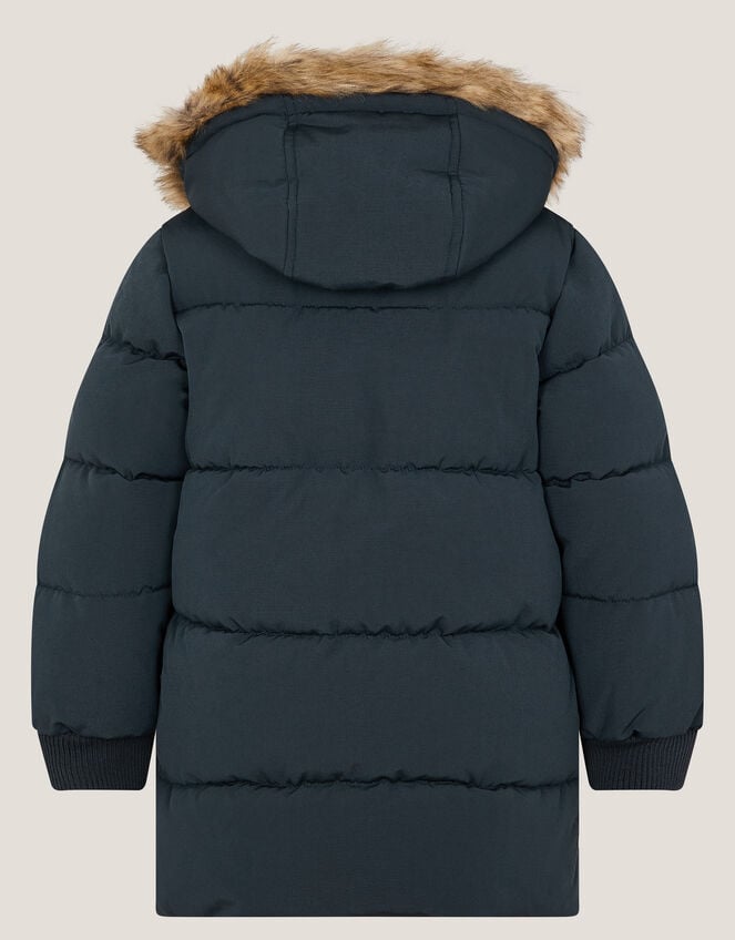 Mid Length Puffer Coat, Blue (NAVY), large