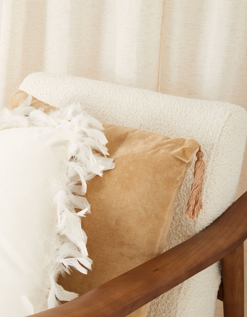 Feather Trim Velvet Cushion Cushions Monsoon Global.