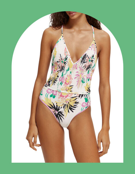Scotch and Soda Smocked Detail Swimsuit, Multi (MULTI), large