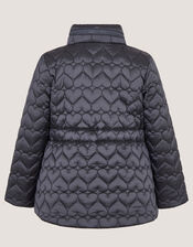 Heart Quilted Shower Resistant Coat, Blue (BLUE), large
