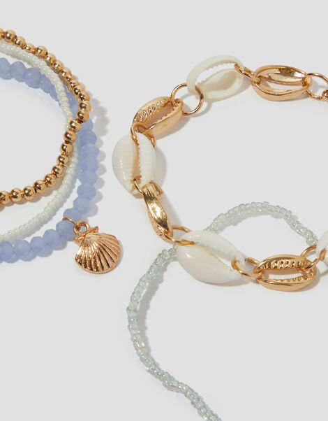 Beaded Shell Charm Bracelet Multipack, , large