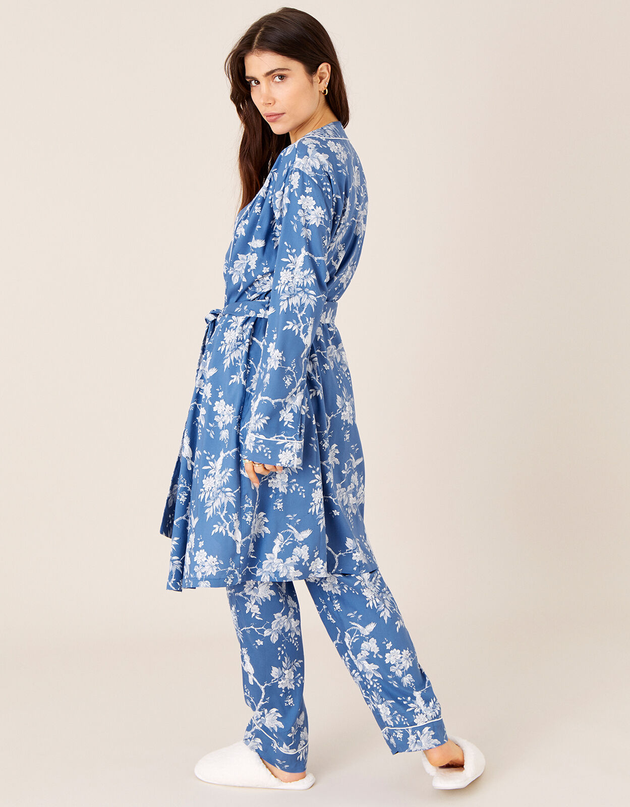 Lounge Floral Print Dressing Gown Blue Robes And Dressing Gowns