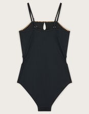 Texture Cut-Out Swimsuit, Black (BLACK), large