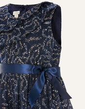 Remmel Sequin Sparkle Frill Dress , Blue (NAVY), large
