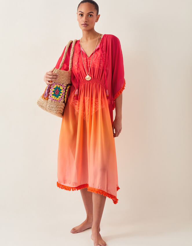 Miley Ombré Kaftan Dress, Orange (ORANGE), large