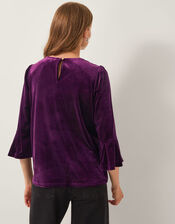 Valerie Frill Sleeve Stretch Jersey Top, Red (BERRY), large