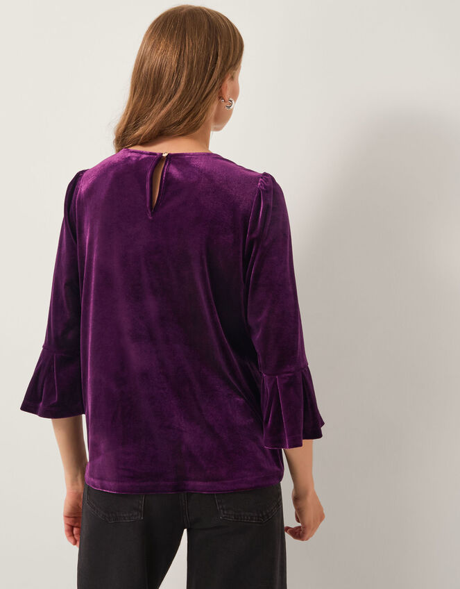 Valerie Frill Sleeve Stretch Jersey Top, Red (BERRY), large