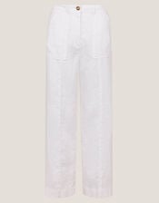Jolie Regular Linen Wide Leg Trousers, White (WHITE), large