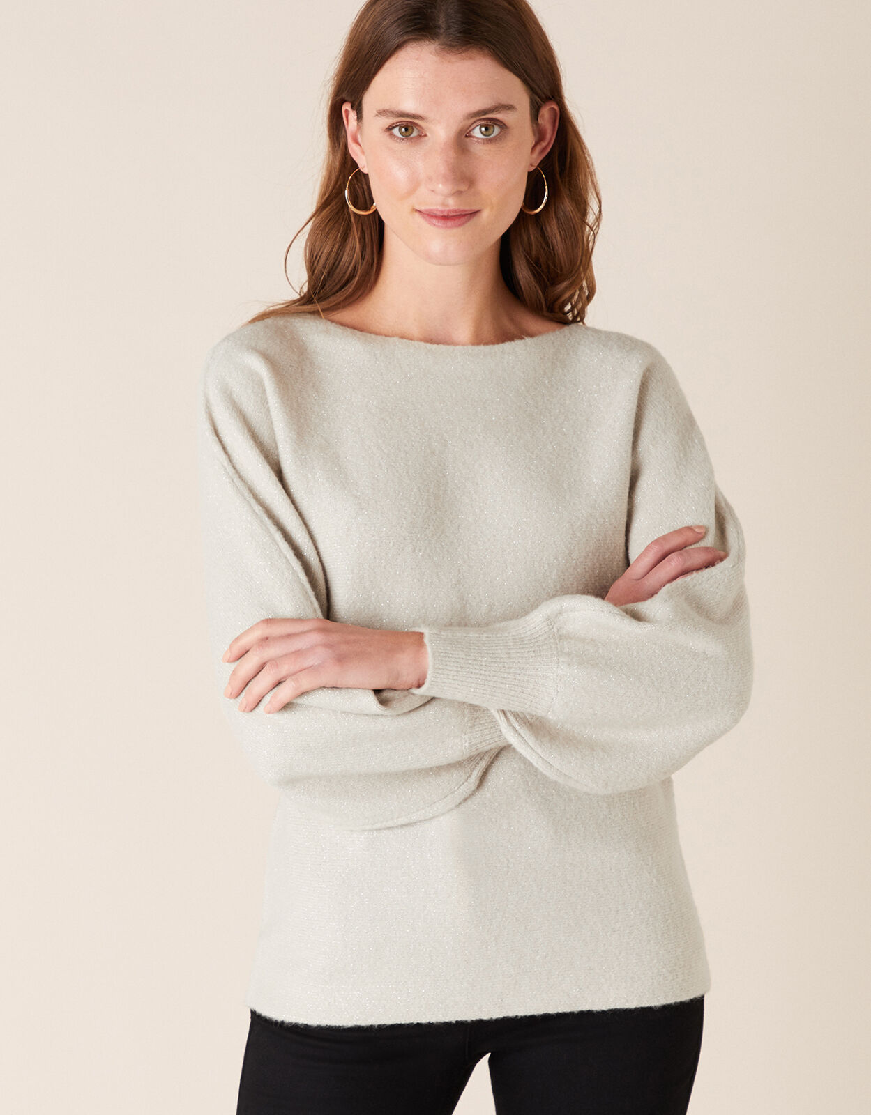Shimmer Knit Jumper Silver Jumpers Monsoon Global