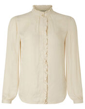 Paisley Jacquard Blouse with Recycled Fabric, Cream (CREAM), large